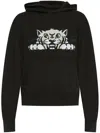 Kenzo Black Cotton Hoodie With Tiger Design In Black