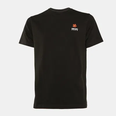 Pre-owned Kenzo Black Cotton Knit Boke Flower Applique T-shirt S