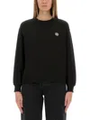 Kenzo Cotton Sweatshirt With Happy Tiger Patch In Black