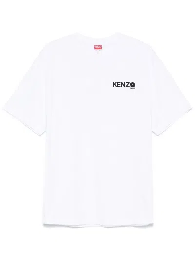 Kenzo Black Cotton T-shirt With Embroidered Tiger Logo In White