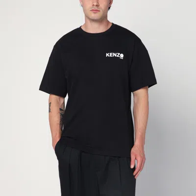 KENZO KENZO BLACK COTTON T-SHIRT WITH LOGO