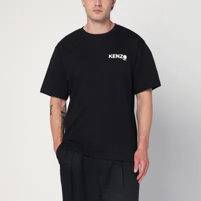 KENZO KENZO BLACK COTTON T-SHIRT WITH LOGO
