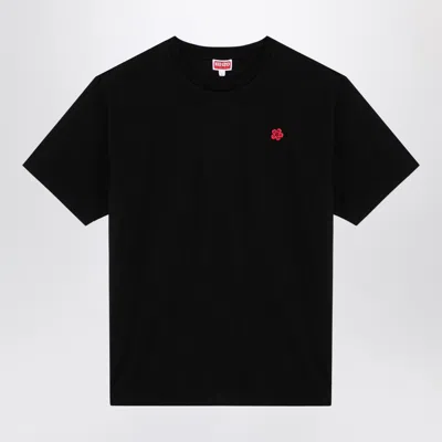 KENZO KENZO BLACK COTTON T SHIRT WITH LOGO PATCH