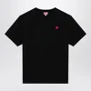 KENZO BLACK COTTON T-SHIRT WITH LOGO PATCH