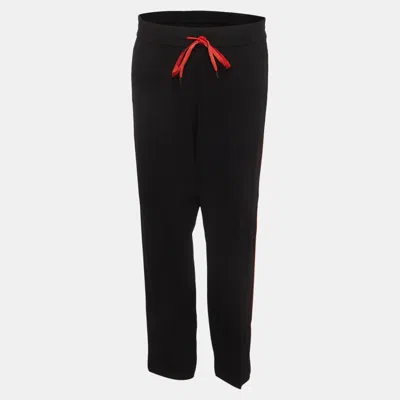 Pre-owned Kenzo Black Crepe Side Stripe Joggers M