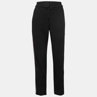 Pre-owned Kenzo Black Crepe Side Stripe Track Pants S