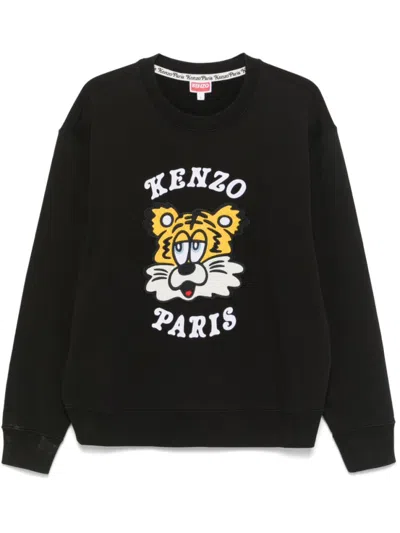 KENZO BLACK CREWNECK LOGO SWEATSHIRT