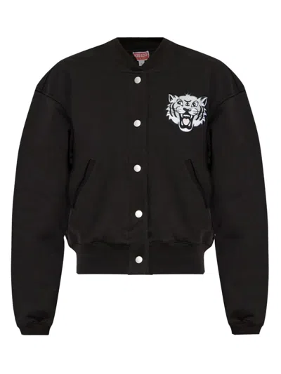 Kenzo Joyful Tiger Cotton Jacket In Black