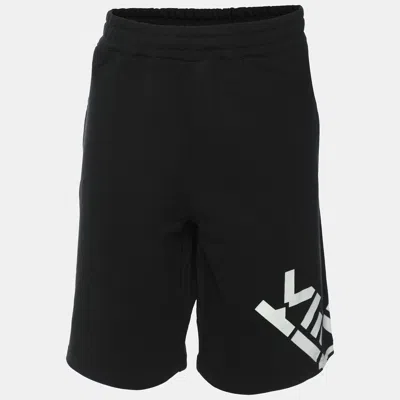 Pre-owned Kenzo Black Jersey Logo Print Short L