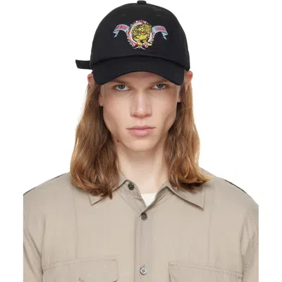 Kenzo Black ' Jumping Tiger' Embroidered Cap