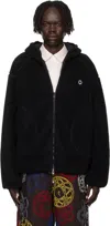 Kenzo Logo-patch Zip-up Jacket In Black