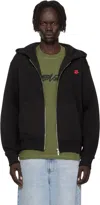 Kenzo Black  Paris 'boke Flower' Embroidered Zipped Hoodie In Black