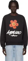 Kenzo Bold Floral Graphic Sweatshirt With Signature Logo In Black