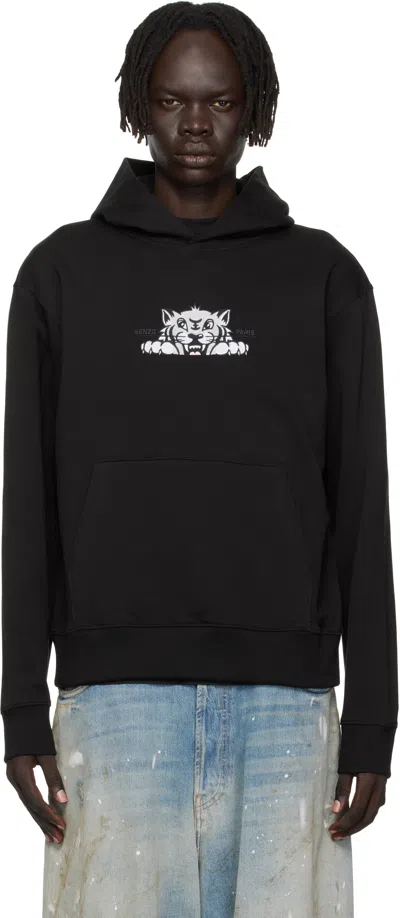 KENZO BLACK KENZO PARIS 'KENZO HAPPY TIGER' EMBROIDERED HOODIE