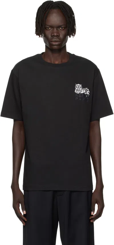 KENZO BLACK KENZO PARIS 'KENZO HAPPY TIGER' EMBROIDERED T-SHIRT