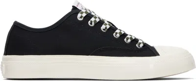Kenzo Low Sneakers Round Toe Silk Fabric In Black