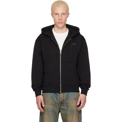 Kenzo Black  Paris ' Signature' Embroidered Zip Hoodie