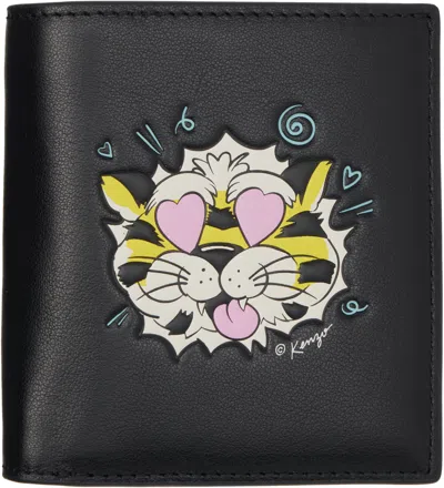 Kenzo Black  Paris ' Wild Tiger' Mini Fold Wallet