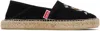 Kenzo Canvas Espadrilles With Logo Embroidery In Black