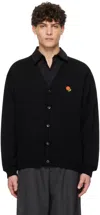 Kenzo Black  Paris Pop Wool Cardigan In Black