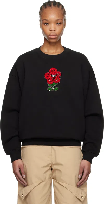 Kenzo Black  Paris Verdy Edition Embroidered Oversized Sweatshirt In 99j Black