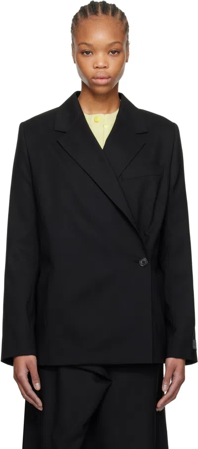 Kenzo Double-breasted Wool Blazer In Black