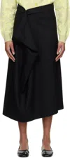 Kenzo Black  Paris Virgin Wool Midi Skirt In 99 Black