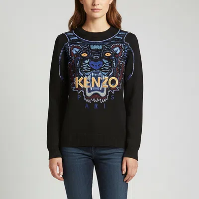 Pre-owned Kenzo Black Knit Embroidery Long Sleeve Sweatshirt Xs
