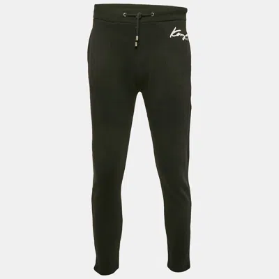 Pre-owned Kenzo Black Logo Embroidered Cotton Knit Joggers M