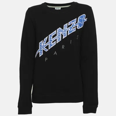 Pre-owned Kenzo Black Logo Embroidered Jersey Sweatshirt M