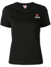 Kenzo Black Crewneck T-shirt With Logo Embroidery In Cotton In Black
