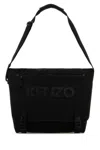 Kenzo Black Logo Large Messenger Bag In Black