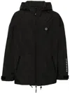 Kenzo Hooded Drawstring Hem Jackets With Zip Pockets In Black