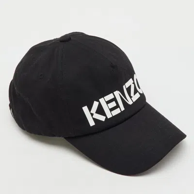 Pre-owned Kenzo Black Logo Print Cotton Baseball Cap One Size