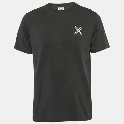 Pre-owned Kenzo Black Logo Print Cotton Crew Neck T-shirt L