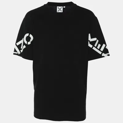 Pre-owned Kenzo Black Logo Print Cotton Knit Crew Neck T-shirt L