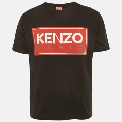 Pre-owned Kenzo Black Logo Print Cotton Knit Crewneck T-shirts M