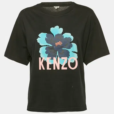 Pre-owned Kenzo Black Logo Print Cotton Short Sleeve T-shirt M
