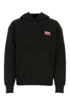 Kenzo Black Hoodie With Logo Print At The Front And Back In Stretch Cotton Man In Black