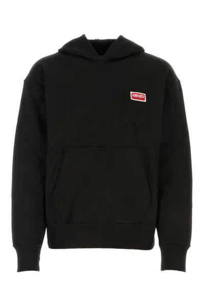 KENZO BLACK LOGO PRINT HOODIE