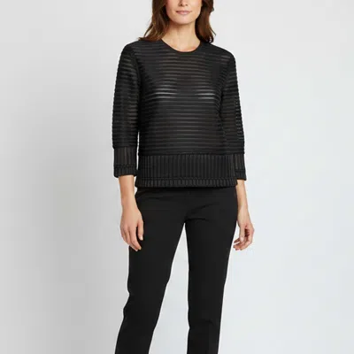 Pre-owned Kenzo Black Mesh Stripe Sheer Panel Top M