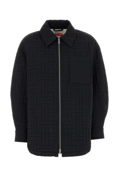 KENZO BLACK NYLON OVERSIZE JACKET