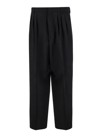 Kenzo Black Pants With Pences In Wool Man In Multicolor