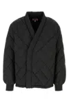 Kenzo Padded Logo-patch V-neck Jacket In Noir