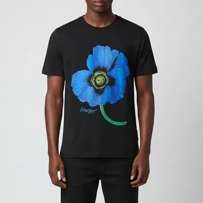 Pre-owned Kenzo Black Poppy Graphic Jersey Crew Neck T-shirt M