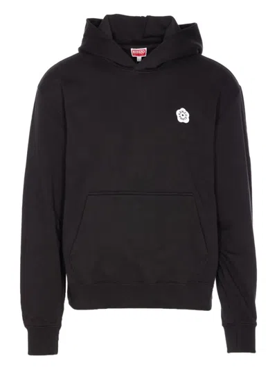 KENZO BLACK PRINTED LOGO HOODIE