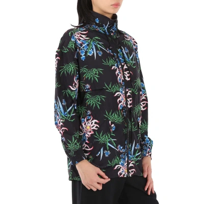 Kenzo Black Sea Lily-print Hooded Windbreaker