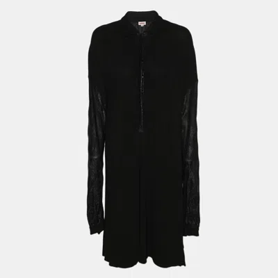 Pre-owned Kenzo Black Shimmer Jersey And Lurex Knit Blouse Xl