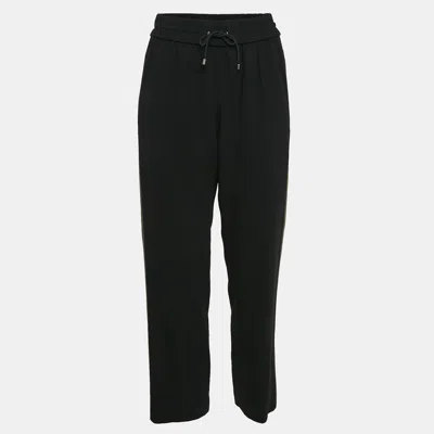 Pre-owned Kenzo Black Side Stripe Crepe Tack Pants S