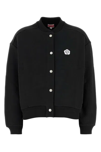 KENZO BLACK STRETCH COTTON BOMBER JACKET